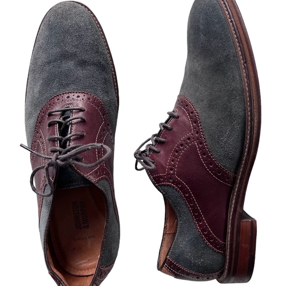 Johnson & Murphy Warner Saddle Dark Gray Suede/Mahogany Lace-up Oxford Nubuck 10 main image 4